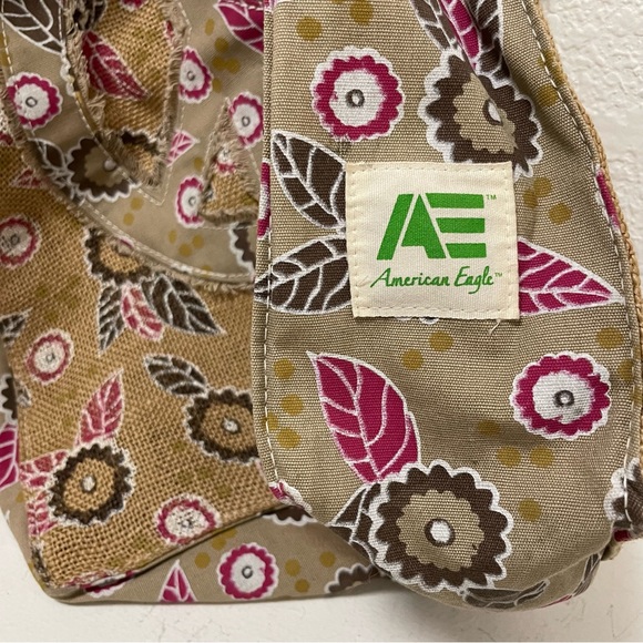 🆕AEO 🦅 Peace Sign Floral Burlap/Canvas Market Day Tote - Picture 4 of 5